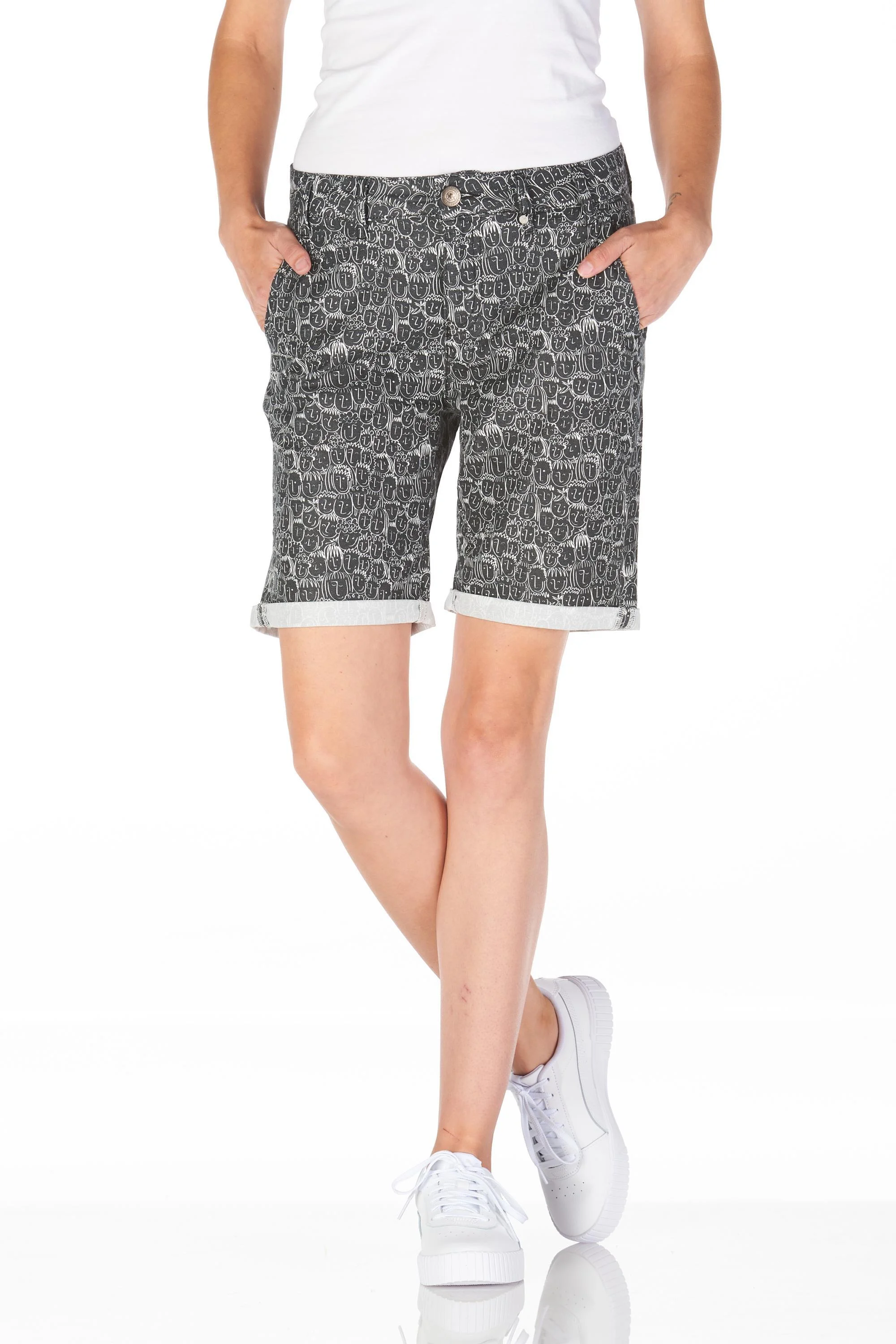 Naples short black face print